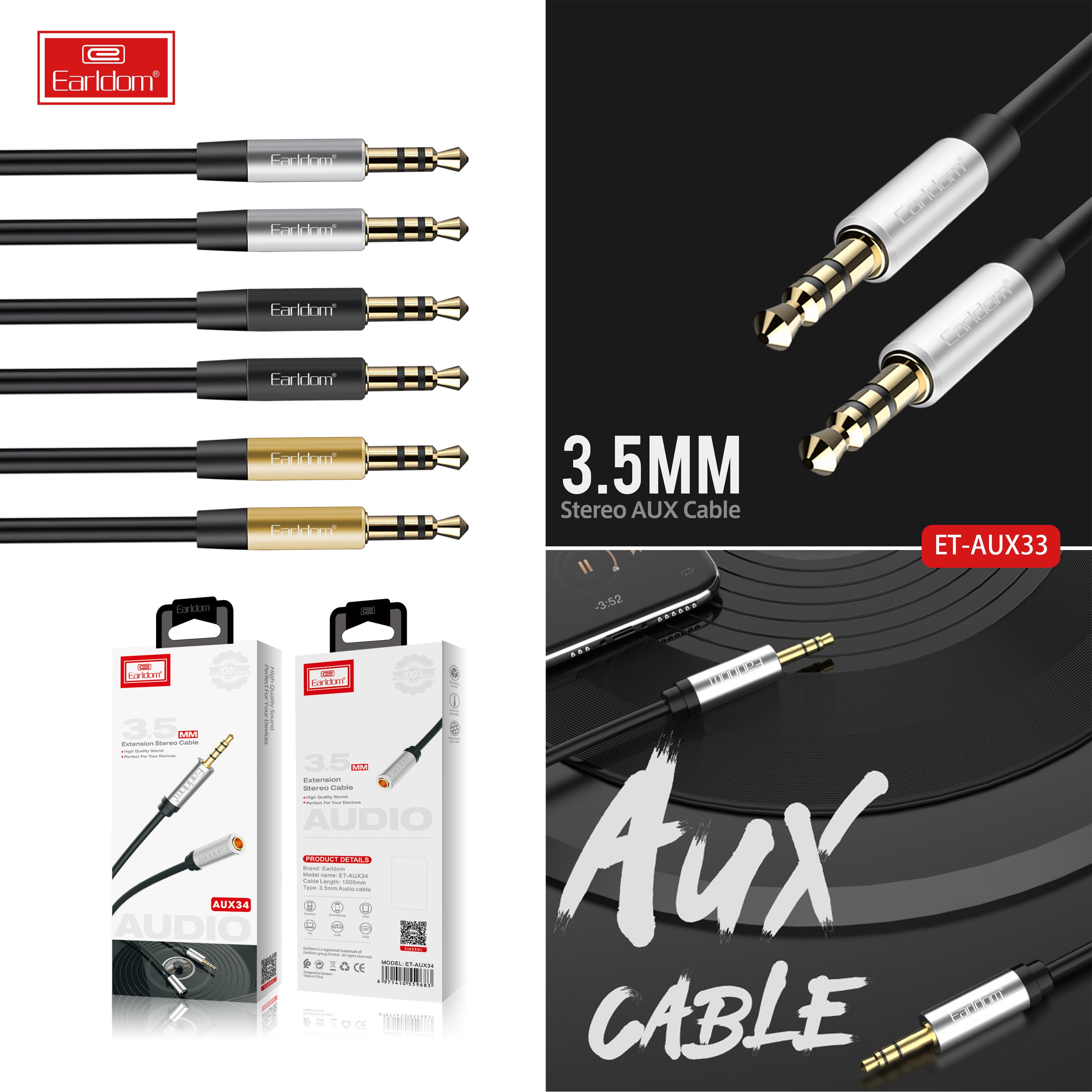 ET-AUX33 AUDIO 100CM Aux cable ET-AUX33 AUDIO 100CM Aux cable